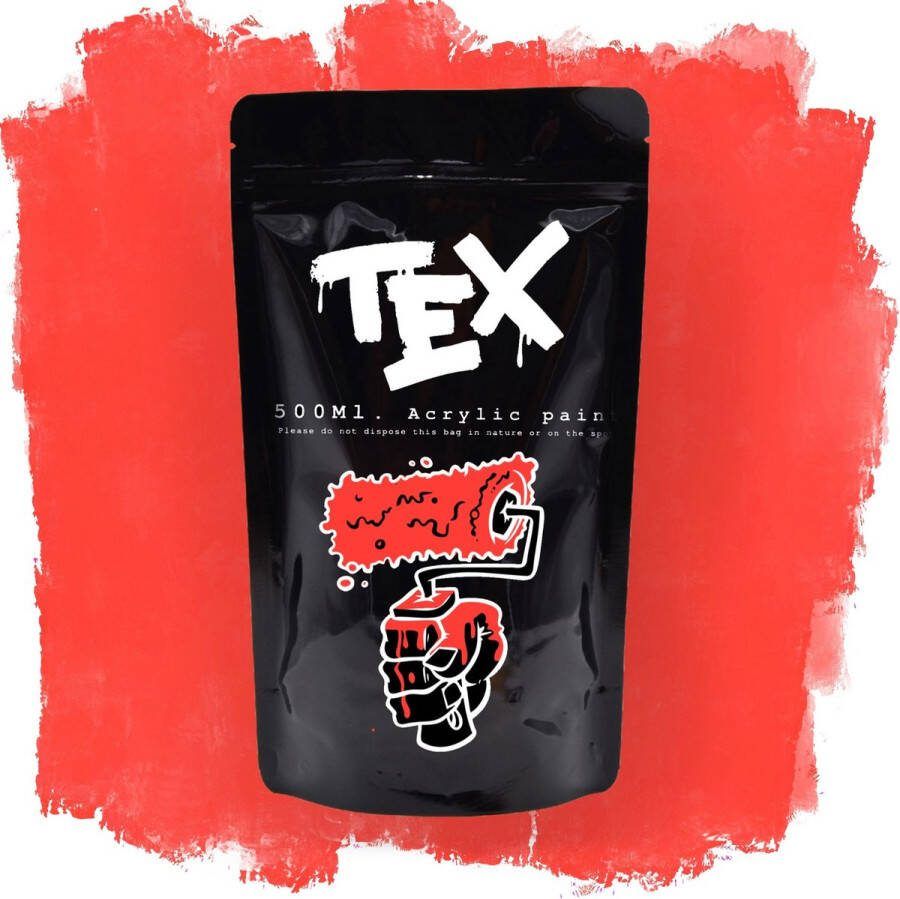Tex Paint Acrylverf in zak 500 ml Joopie s red Rode verf