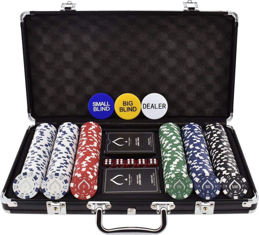 Texas' Finest Matzwarte Pokerset 300 pokerchips Chip nummering Waterdichte Speelkaarten Casino