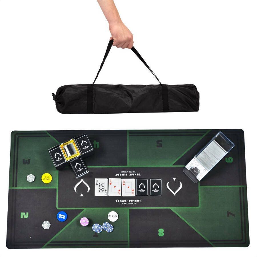 Texas' Finest Pokermat Inclusief E-Book Antislip Poker Draagtas Pokertafel Pokerkleed