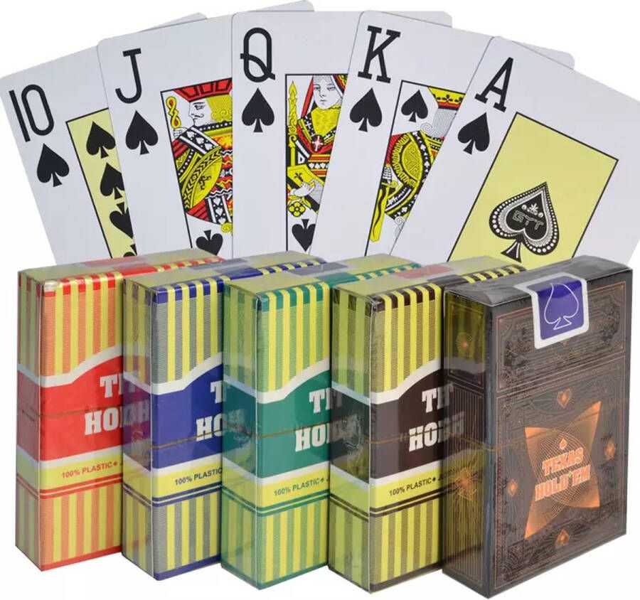 Texas Hold'em Professionele 100% plastic Pokerkaarten 100% waterdicht speelkaarten kaartspel poker officiële afmetingen van pokerkaarten Goud Geel