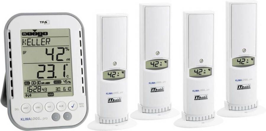 TFA Dostmann KLIMALOGG PRO Profi Set Luchtvochtigheidsmeter (hygrometer) 1 % Hrel 99 % Hrel TFA binnenklimaat Profi set