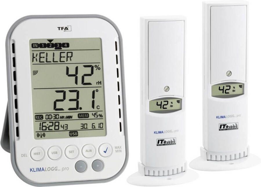 TFA Dostmann KLIMALOGG PRO Starter Set Luchtvochtigheidsmeter (hygrometer) 1 % Hrel 99 % Hrel TFA binnenklimaat Starter