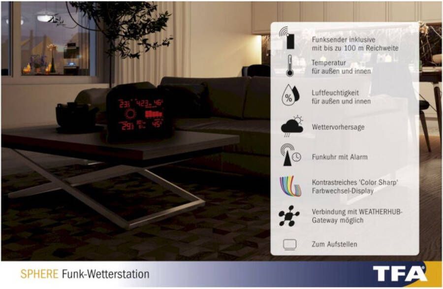 TFA Dostmann SPHERE 35.1148.01 Draadloos weerstation Verwachting voor 12 tot 24 uur