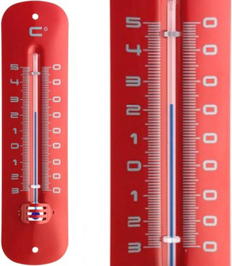 Express Metalen thermometer 19 cm rood voor gebruik binnen en buiten
