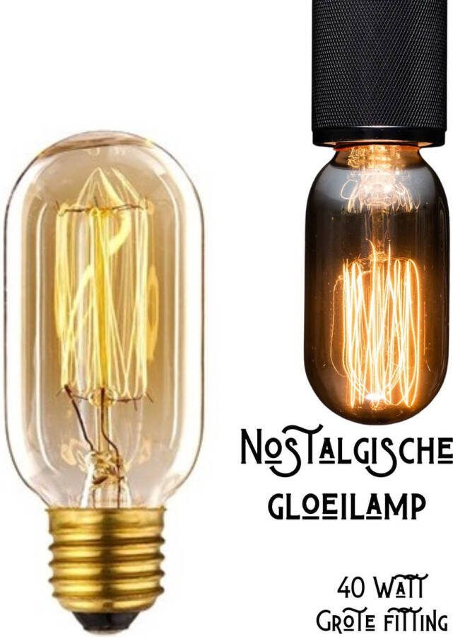 TH Commerce Gloeilamp grote fitting T 45 Kooldraadlamp Vintage E27 Fitting 40 Watt Retro Decoratielamp