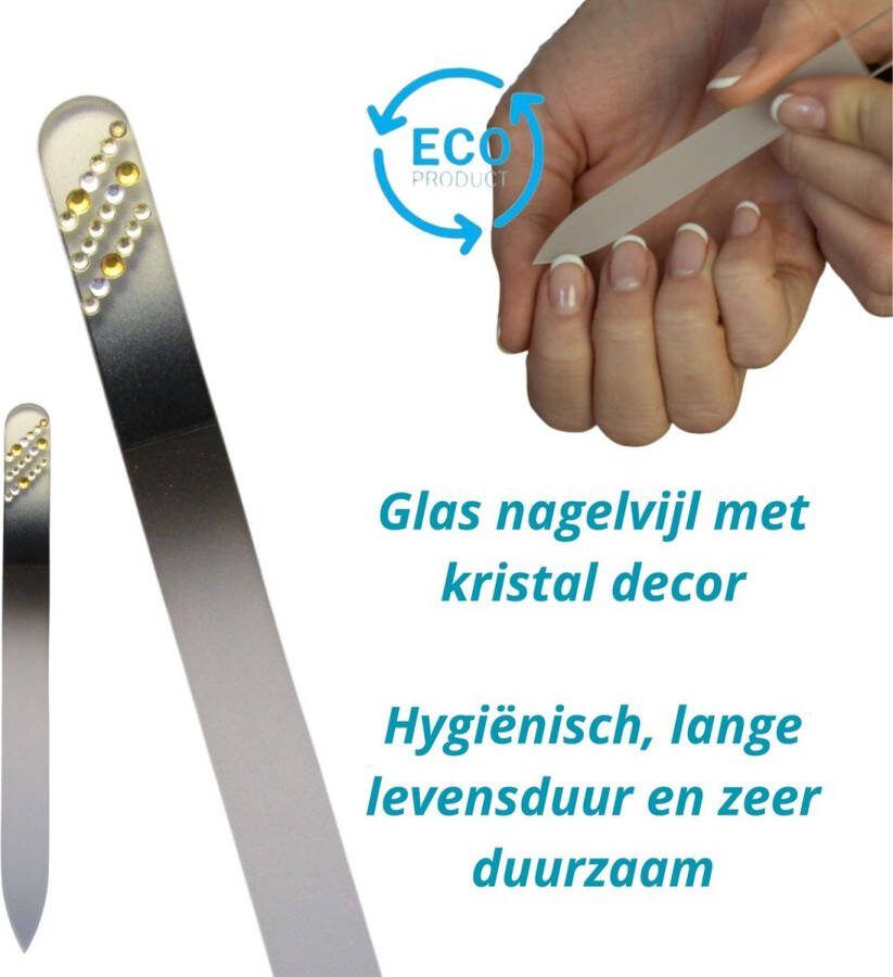 TH Commerce Milano Kristal Glas Nagelvijl Glass Nailfaile Onverslijtbaar Zwart met steentjes 02