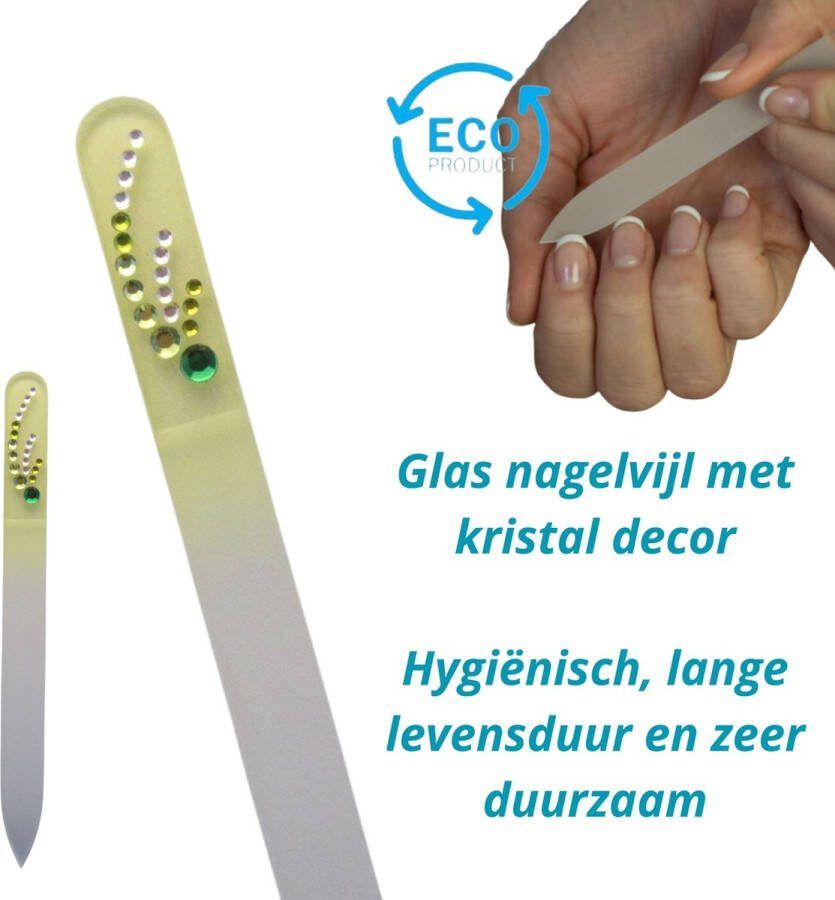 TH Commerce Milano Kristal Glas Nagelvijl Glass Nailfile Geel met steentjes Onverslijtbaar 19