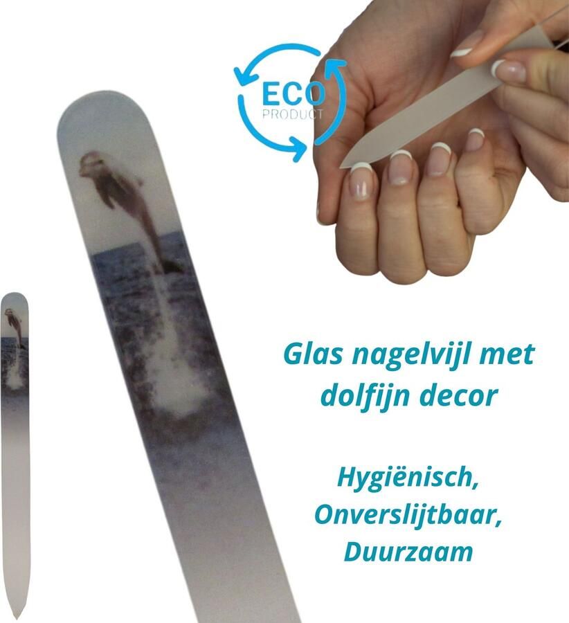 TH Commerce MILANO Professionele Kristal Glas Nagelvijl Glass Nailfile Levenslang Springende dolfijn