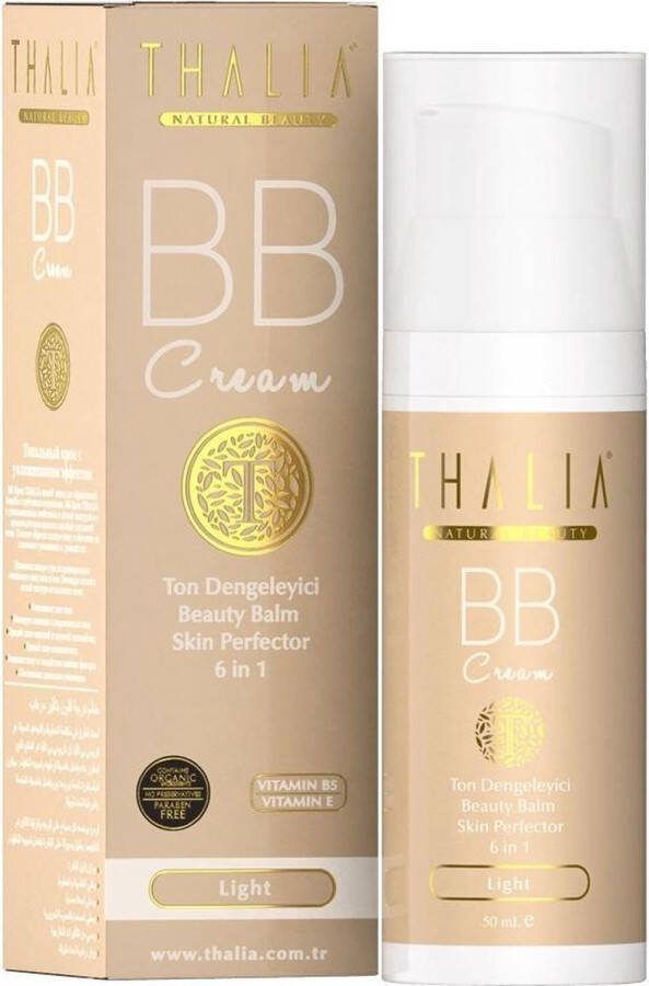 Thalia Cosmetics Thalia Natural Beauty BB Cream Light 50 ml Hydraterende 6-in-1 Huidperfectioneerder voor Stralende Lichte Huid Egaliseert & Verbergt Imperfecties Zonder Parabenen
