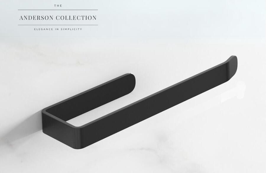 The Anderson Collection Keukenrolhouder Zwart Zelfklevend of met Schroefbevestiging Keukenrolhouder zonder boren Gerecycled Aluminium Keukenrolhouder Hangend Milieuvriendelijk