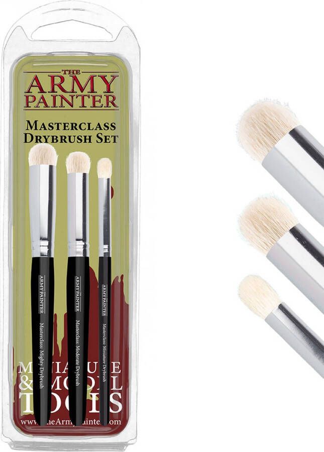 The Army Painter Masterclass: Drybrush Set Hobby Brush Set in drie maten voor geavanceerde en professionele technieken voor tafelblad- bordspellen en oorlogsspellen Miniatuurschilderen