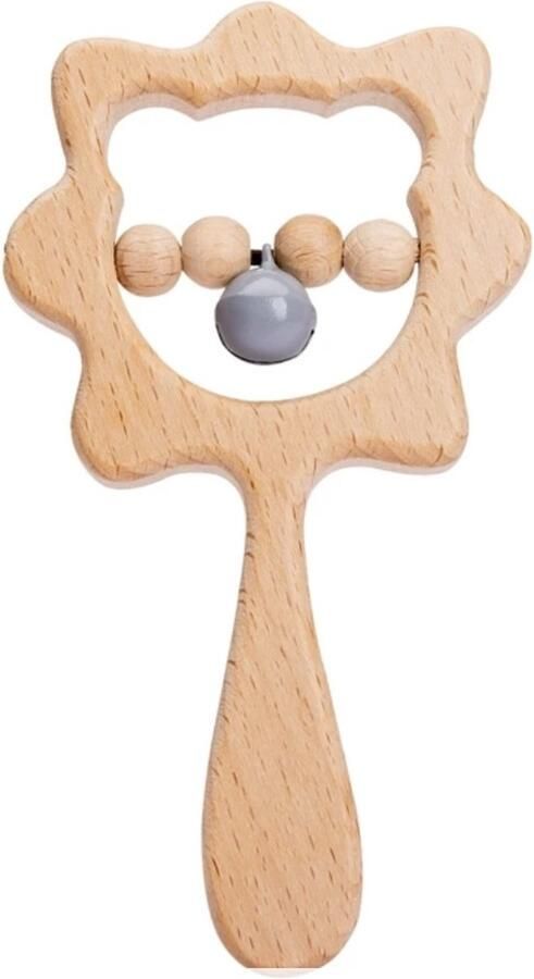 The Baby Supply Houten Rammelaar bijtring Beer grijs
