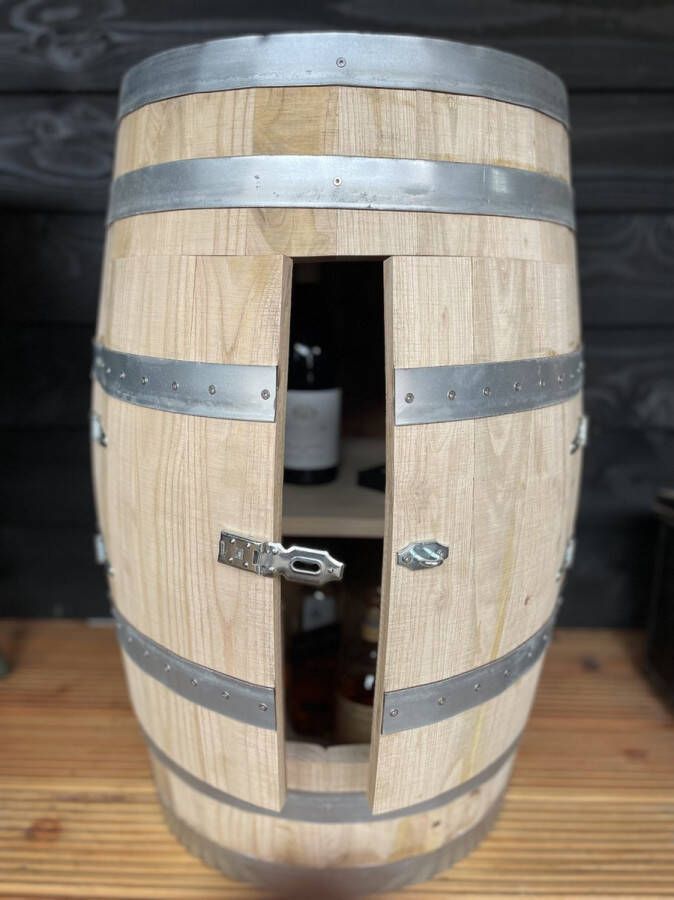 The Barrel-Oirschot Wijnkast Wijnrek Drankkast Wijnmeubel Wijnvat 110 liter Kastanje hout