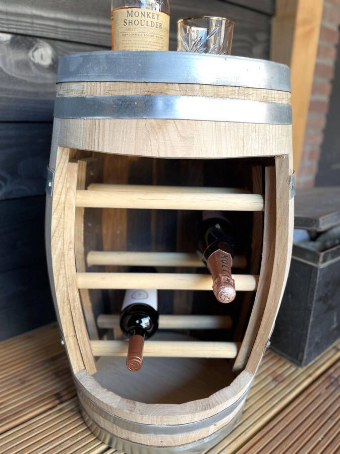 The Barrel-Oirschot Wijnrek 60L kastanje houten wijnvat wijnkast wijnmeubel- wijnopslag drank kast