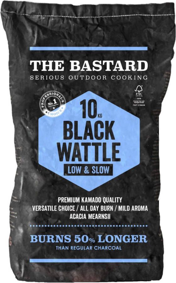 The Bastard Charcoal Black Wattle zak houtskool 10 Kg