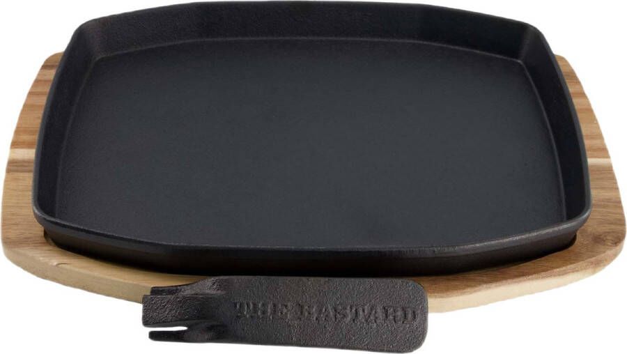 The Bastard Sizzling Plate & Holder (24x32cm) skillet met serveerplank