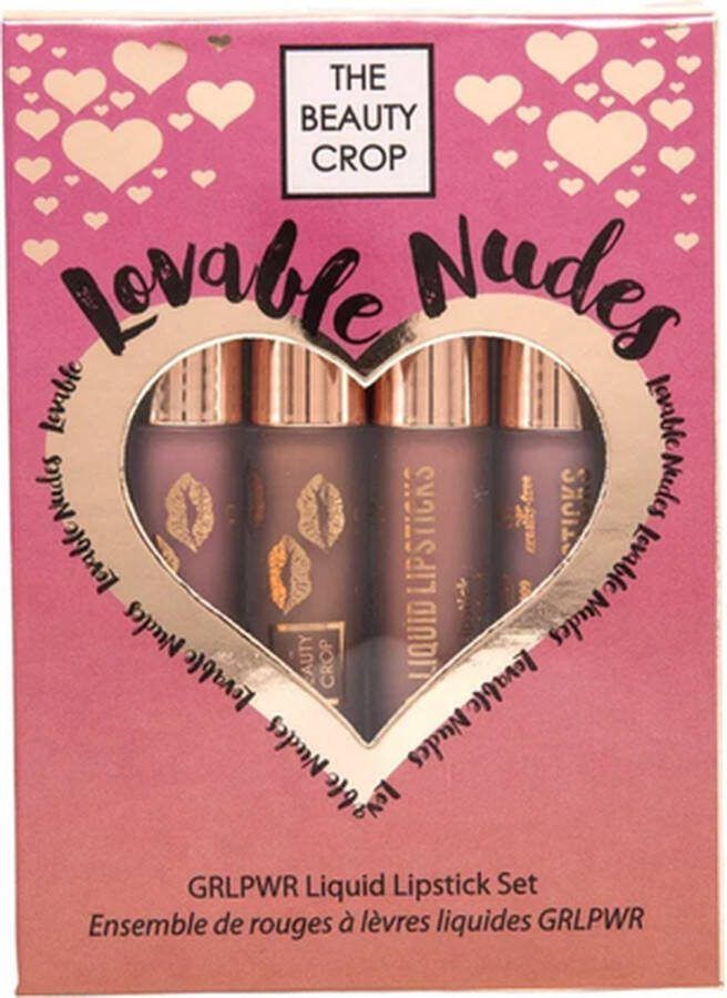 The Beauty Crop GRLPWR Matte Liquid Lipstick SET VEGAN Lovable Nudes Liquid Lipstick SET 4 PCS Lippenstift 8 ml