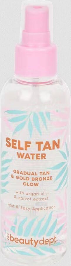 The Beauty Dept Self Tan water spray with Argan oil & Carrot extract 150 ml Self-tan water spray Zelfbruiner Zelfbruiningswater met argan olie & wortelextract Gradual tan & gold bronze glow Egale zelfbruiner