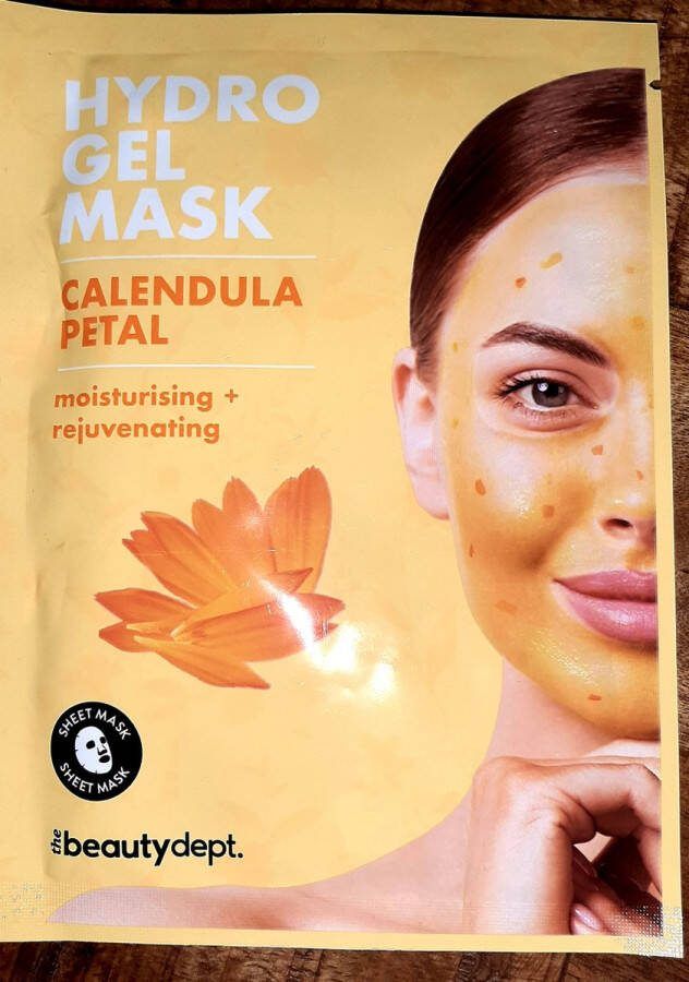 The Beauty Dept the Beautydept. sheetmask hydrogel mask calendula gezichtsmasker vegan vochtingbrengend en verjongend tissue masker