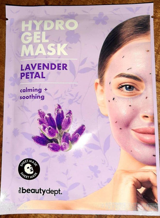 The Beauty Dept the Beautydept. sheetmask hydrogel mask lavender lavendel lila gezichtsmasker vegan verzachtend en kalmerend tissue masker