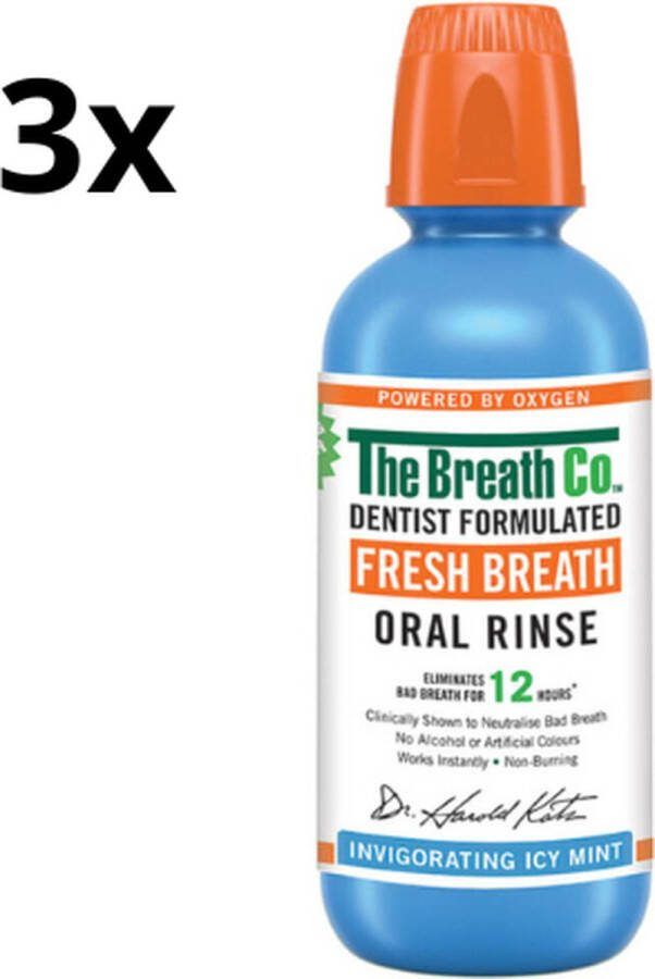 The Breath Co. Mondwater Icy Mint 3 x 500 ml Voordeelverpakking