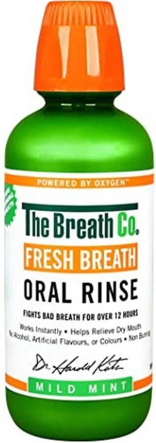 The Breath Co Mondwater Mild Mint 500ML Tegen Slechte Adem Droge Mond Ontstoken Tandvlees