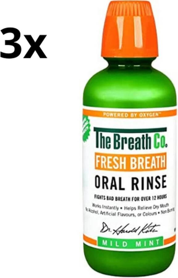 The Breath Co. Mondwater Mild Mint 3 x 500 ml Voordeelverpakking