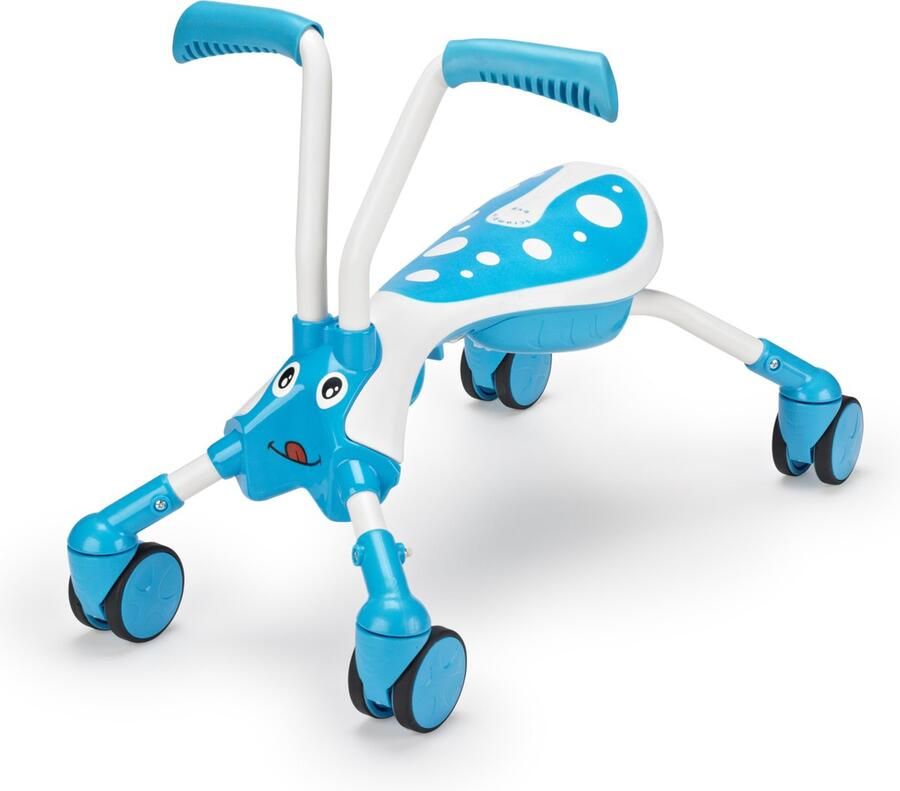 The Bugs Scramblebug Tide Loopfiets Met 4 Wielen Loopfiets Wit Blauw Opvouwbaar 360° wielen