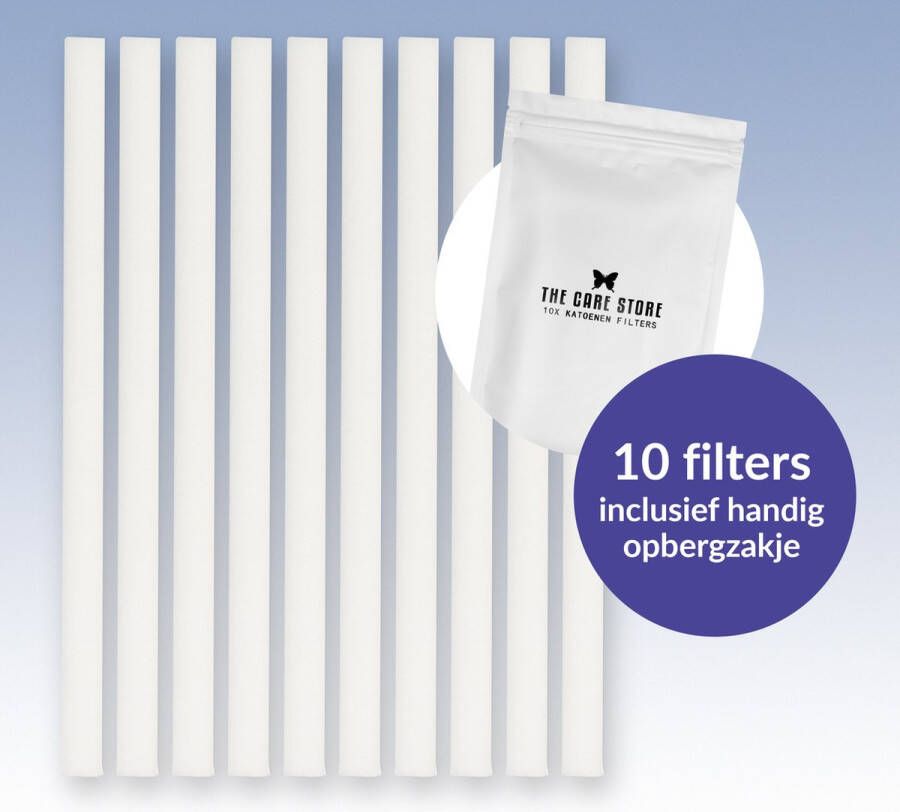 The Care Store 10 Katoenen Filters voor Luchtbevochtiger 12.5cm lang 0.5cm breed incl. Opbergzakje