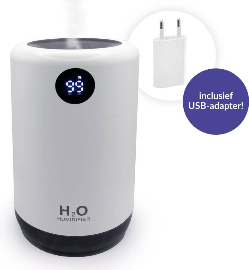 The Care Store Draadloze Luchtbevochtiger 500ml Incl. 3 filters en USB-adapter Digitale Display