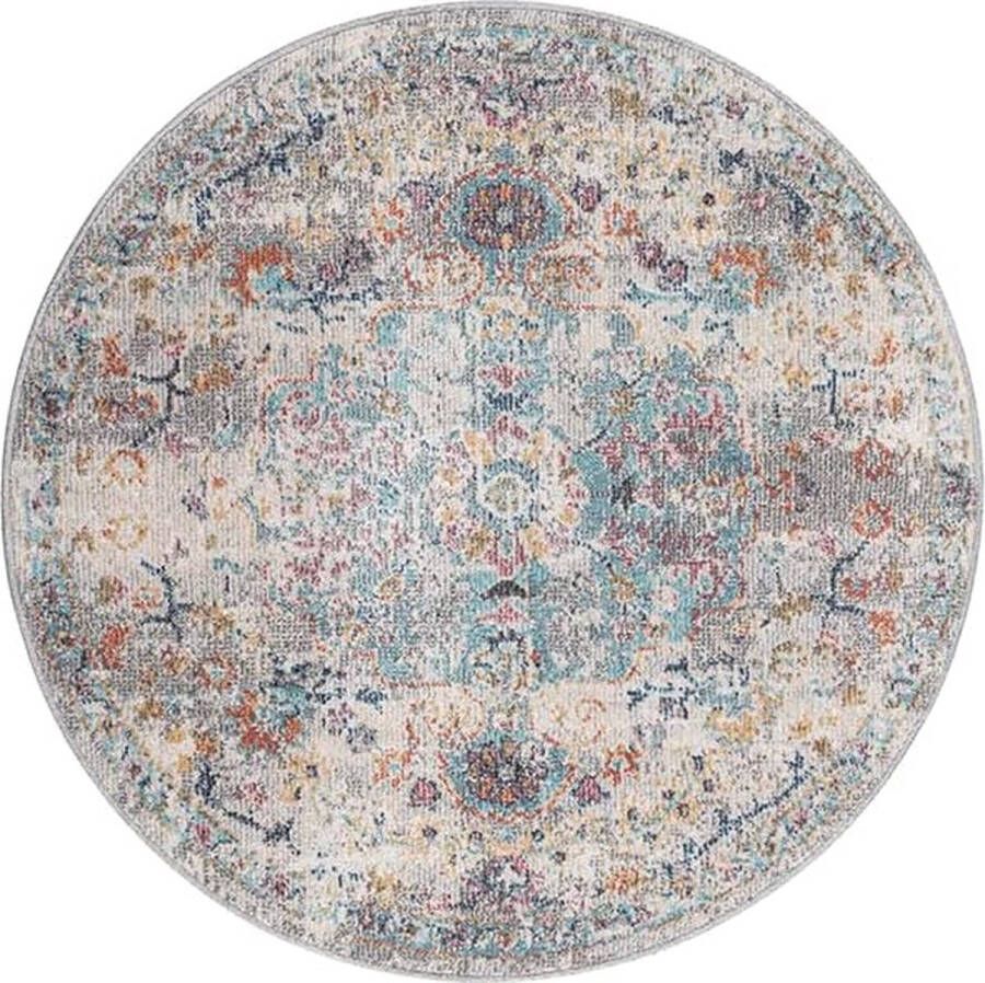 The carpet Buitentapijt voor balkon terras of tuin Donker gekleurd 120x120 Rond robuust outdoor Vloerkleed weerbestendig en UV-bestendi Binnen en Buiten Palma