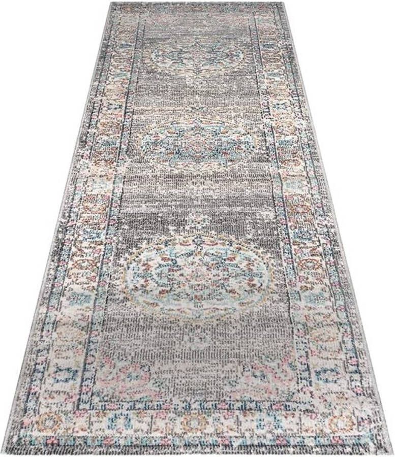 The carpet Buitentapijt voor balkon terras of tuin Gris oriental 80x300 Rechthoekig robuust outdoor Vloerkleed weerbestendig en UV-bestendi Binnen en Buiten Palma