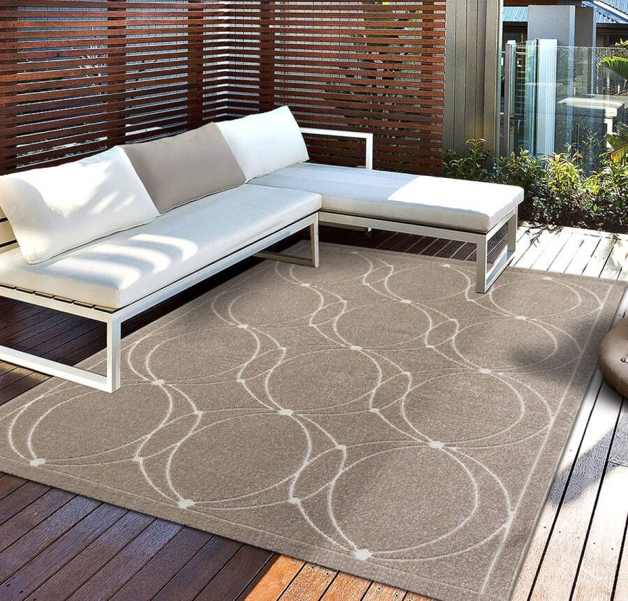 The carpet Buitentapijt weerbestendig hoogwaardig balkontapijt Boho tapijt in 120x170 cm gemaakt van polypropyleen Santo Plus by