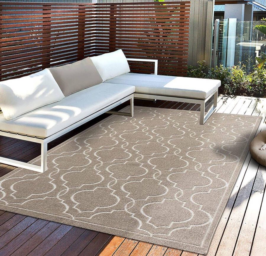 The carpet Buitentapijt weerbestendig hoogwaardig balkontapijt Boho tapijt in 200x290 cm gemaakt van polypropyleen Santo Plus by