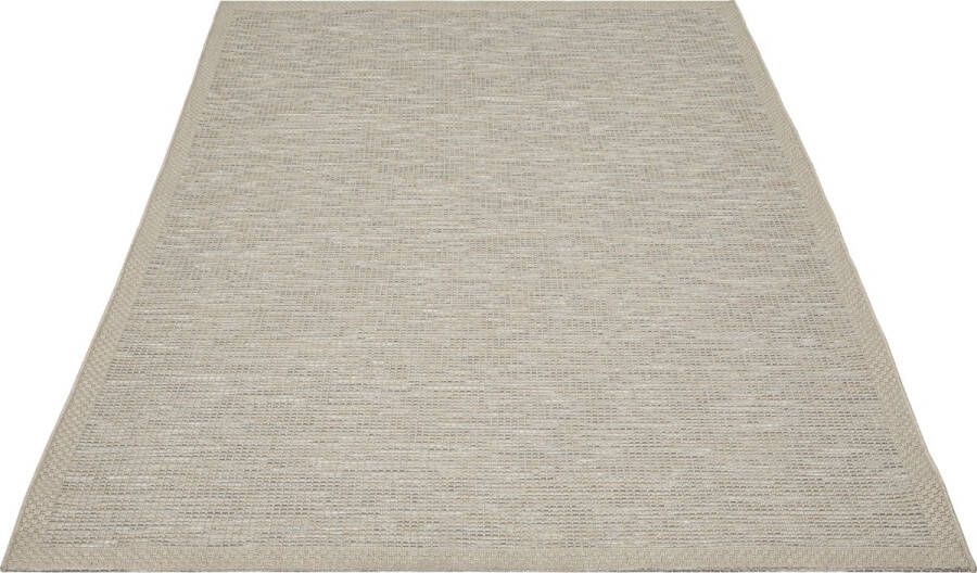 The carpet Vloerkleed voor buiten of voor balkon en terras in beige grijs 140 x 200 cm Tapijt geschikt voor In en Outdoor Rechthoekig Weer- en UV-bestendig Tuintapijt Buitentapijt CALGARY kleed by
