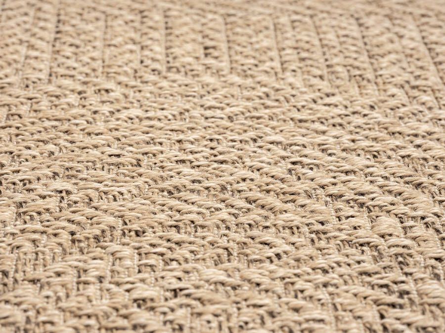 The carpet Jute look vloerkleed voor binnen en buiten 80x80 cm Rond Laagpolig natuurlijke look voor tuin balkon terras of binnen indoor kleed of buitentapijt of tuintapijt KANSAS by