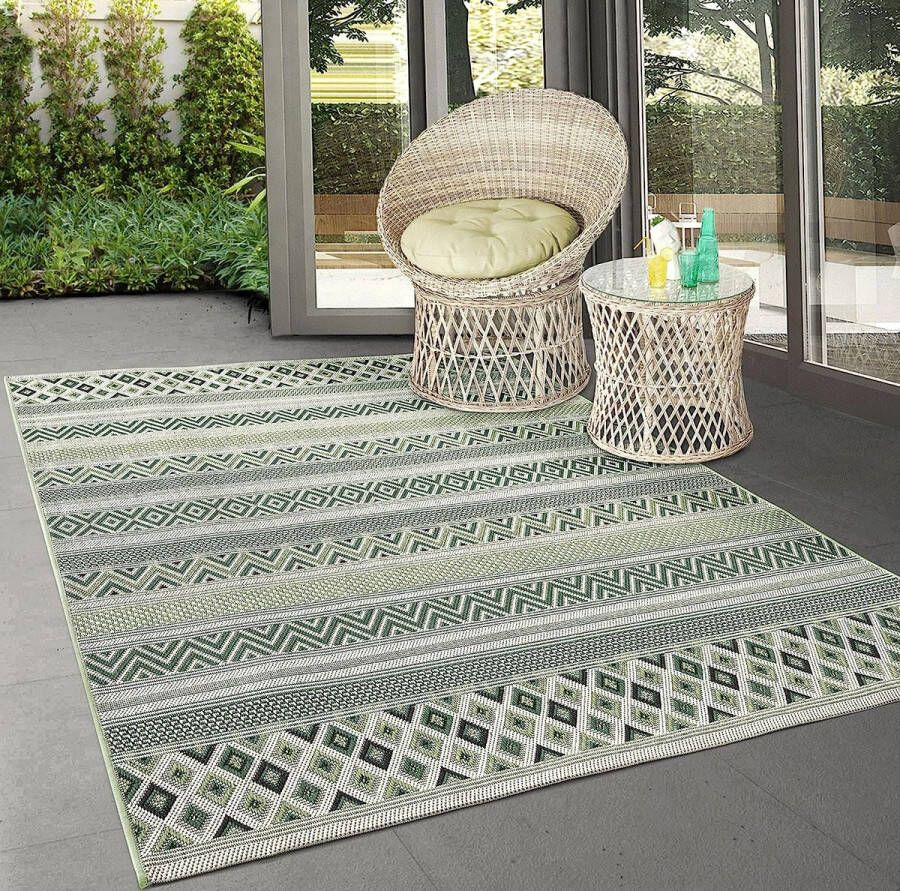 The carpet Machka robuust buitentapijt modern design weerbestendig & UV-bestendig voor balkon terras en serre ook geschikt voor keuken of eetkamer palmboom 200x280