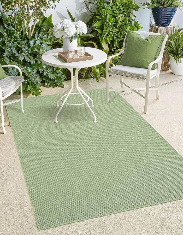 The carpet Mistra robuust buitentapijt modern weerbestendig & UV-bestendig voor balkon terras en serre Maar ook geschikt voor de keuken plat geweven 160x160 round