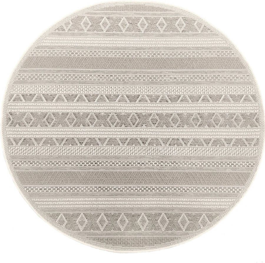 The carpet Vloerkleed voor buiten of voor balkon en terras in beige 160 x 160 cm Tapijt geschikt voor In en Outdoor Rond Weer- en UV-bestendig Tuintapijt Buitentapijt CALGARY kleed by