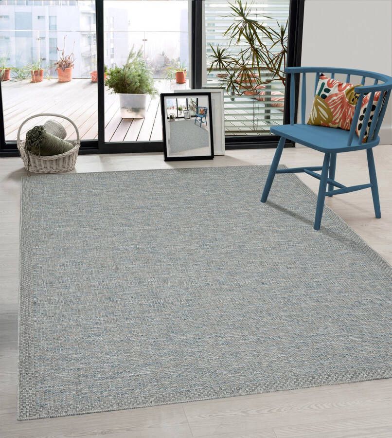 The carpet Vloerkleed voor binnen & buiten Turkoois-Blauw 80 x 150 cm Rechthoekig Weer- en UV-bestendig Tapijt geschikt voor woonkamer keuken en eetkamer Buitentapijt of Tuintapijt voor balkon en terras CALGARY kleed by