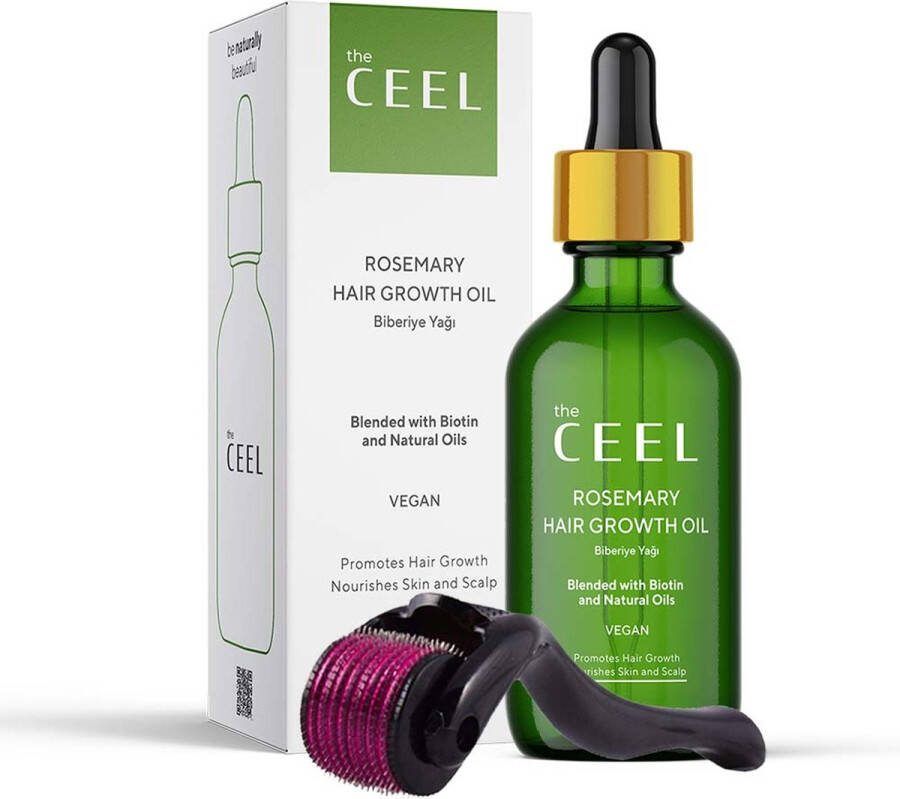 The Ceel Rozemarijn haarolie met dermaroller Rozemarijn olie Sterke formule tegen haaruitval en voor sterke haargroei met biotine & natuurlijke oliën Rosemary oil with dermaroller Hair growth oil Haargroei serum