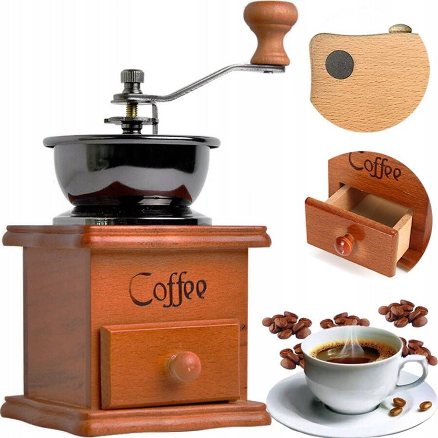The Coffee Factory Coffee Factory Koffiemolen Vintage Retro Koffiemaler Handmolen Koffie Koffiebonen Handmatig Hout
