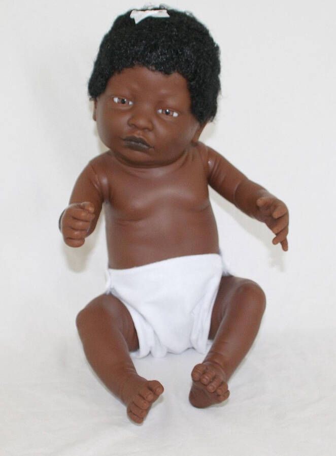 The Doll Factory Babypoppen Afrikaans Meisje met Haar 52 cm