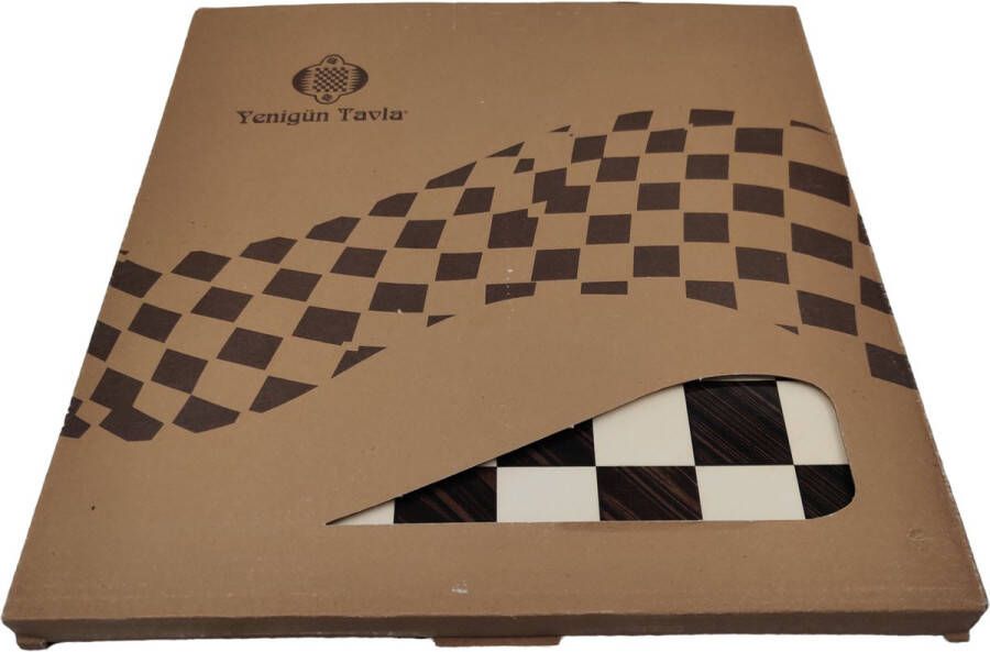 Yenigün tavla Groot houten Schaakbord bruin beige luxe uitvoering Maat XL 37cm