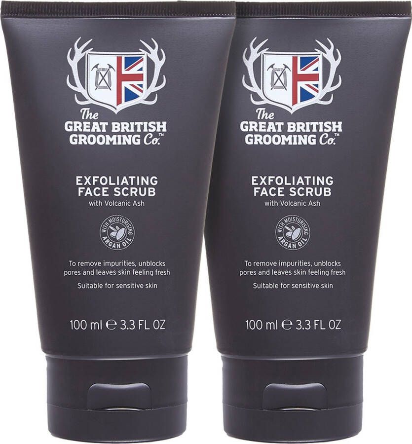 The Great British Grooming Co. Exfoliërende Gezichtsscrub Voordeelverpakking 2 x 100ml Cadeau Man Geschenk idee