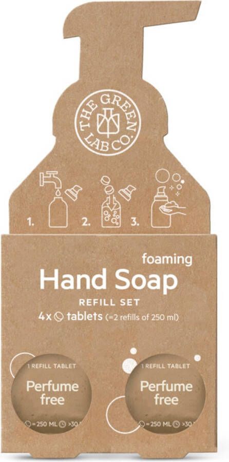The Green Lab Co. 4 Handzeep Tabletten (navulset) – Parfumvrij Duurzaam handen wassen Duurzaam alternatief voor een fles handzeep
