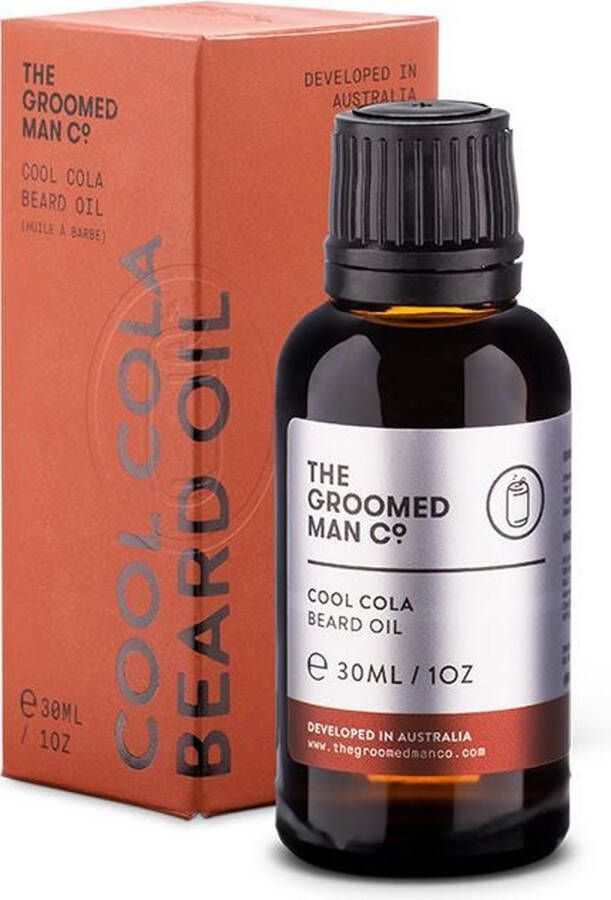 The Groomed Man Co . Cool Cola Beard Oil Premium Baardolie Stimuleert Baardgroei Baard Verzorging Mannen Olie Geur Citroen Kaneel Nootmuskaat 30ML