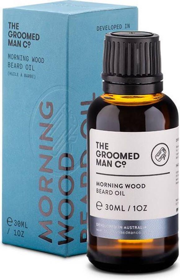 The Groomed Man Co . Morning Wood Beard Oil Premium Baardolie Stimuleert Baardgroei Baard Verzorging Mannen Olie Geur Ceder Sandelhout 30ML