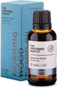 The Groomed Man Co . Morning Wood Beard Oil Premium Baardolie Stimuleert Baardgroei Baard Verzorging Mannen Olie Geur Ceder Sandelhout 30ML
