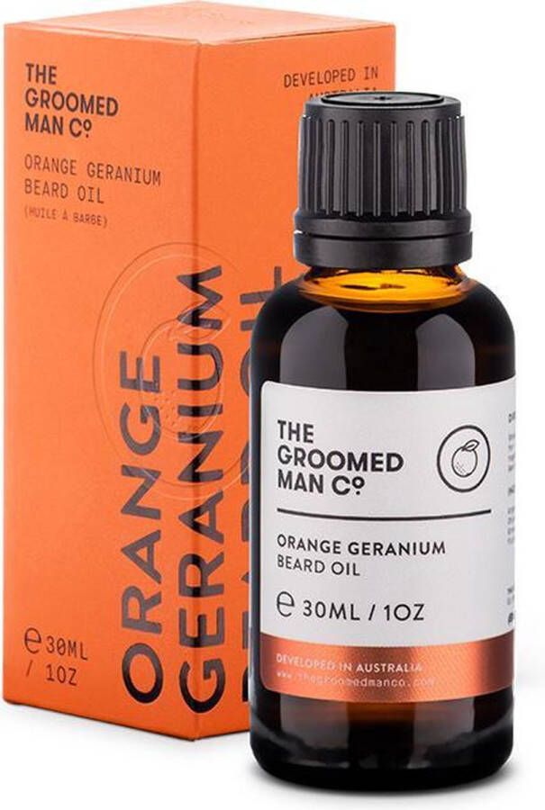 The Groomed Man Co . Orange Geranium Beard Oil Premium Baardolie Sinaasappel Geranium Patchouli Baard Verzorging Mannen 30ML